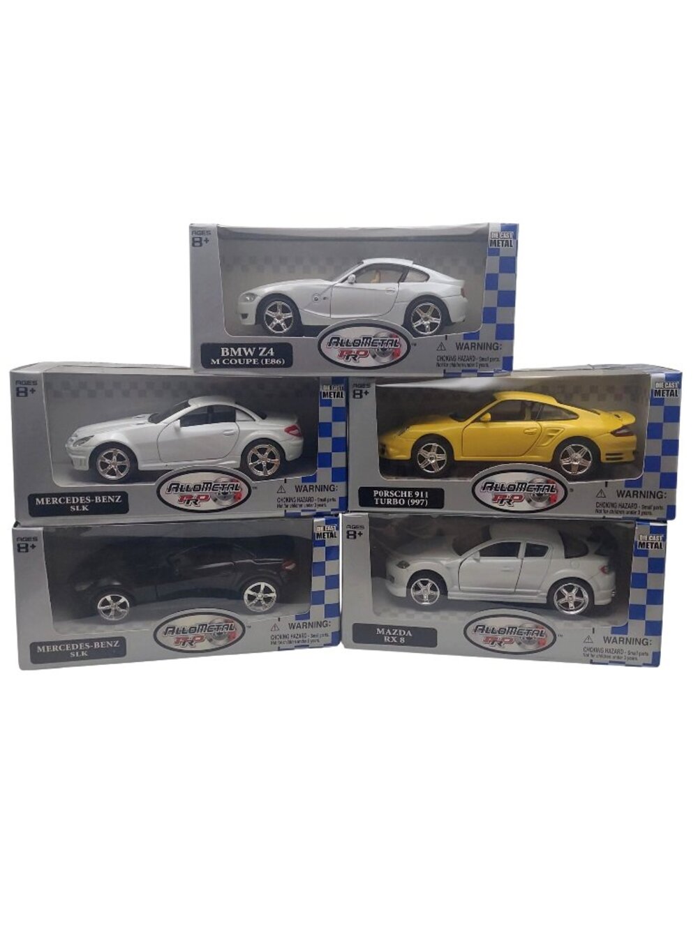 Allometal Diecast Model Car Set Of 5 1:32 Scale Pull Back Action Openable Doors